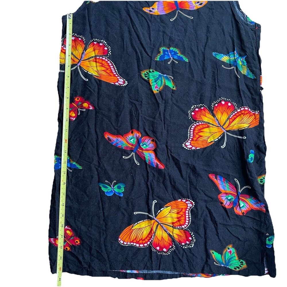 Vintage Jane Ashley Women’s Dress Size Large Butterfly Slit Shift Black 90s - Picture 3 of 4